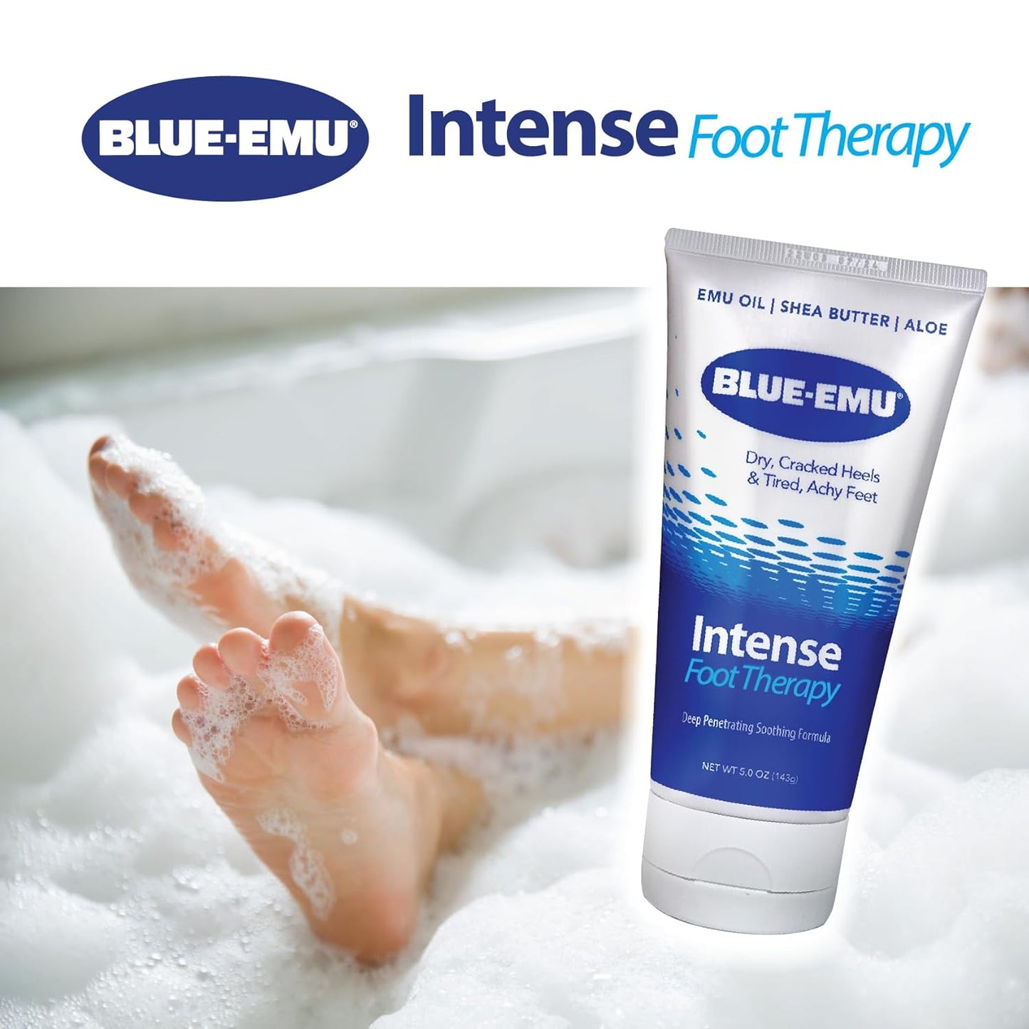 BLUE-EMU Intense Foot Therapy Cream for Dry Skin and Tired Feet - 5oz