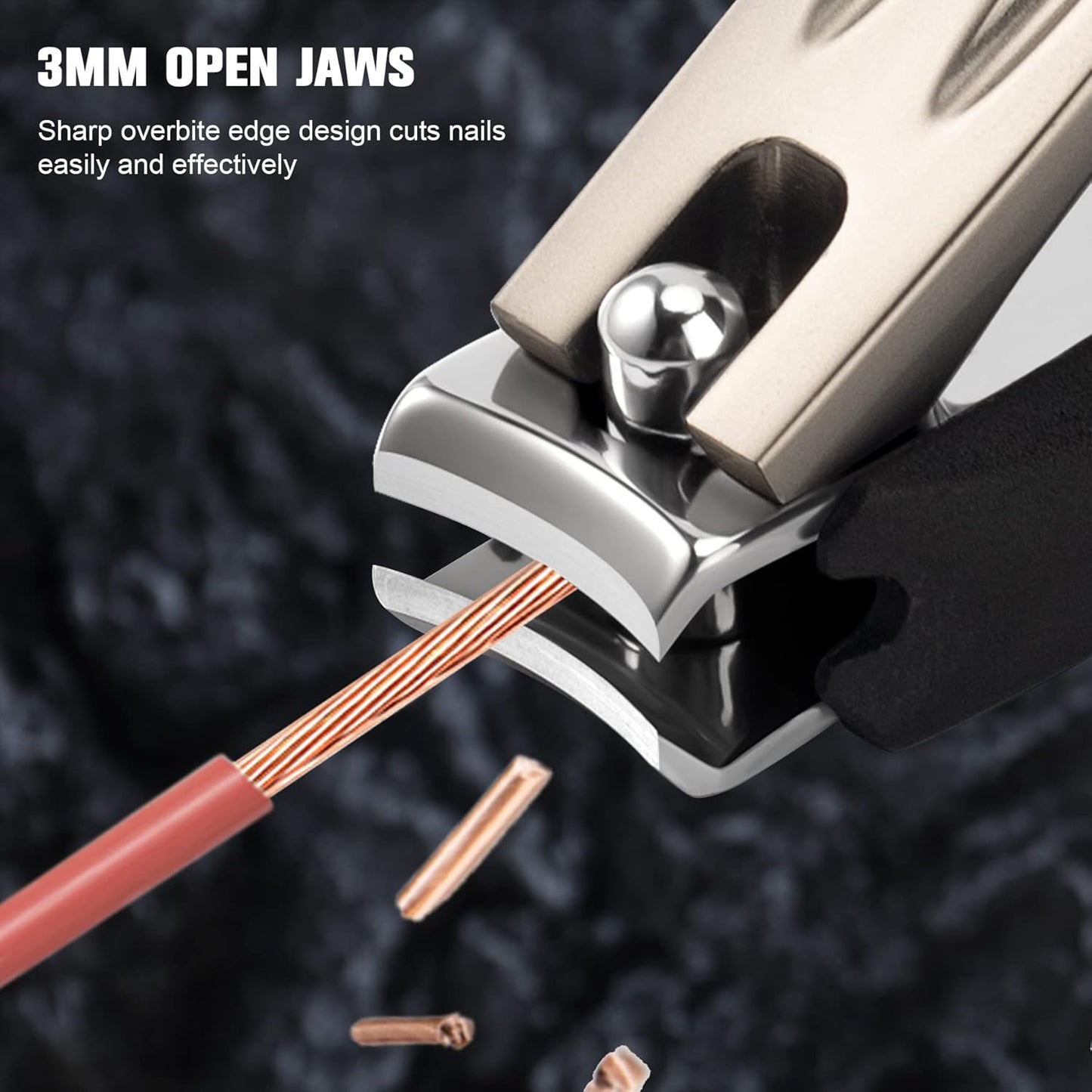 FERYES 3-in-1 Fingernail Clipper with No-Splash Nail Catcher and Metal Storage Box - Toenail Clipper with Nail File for Men & Women - Champagne