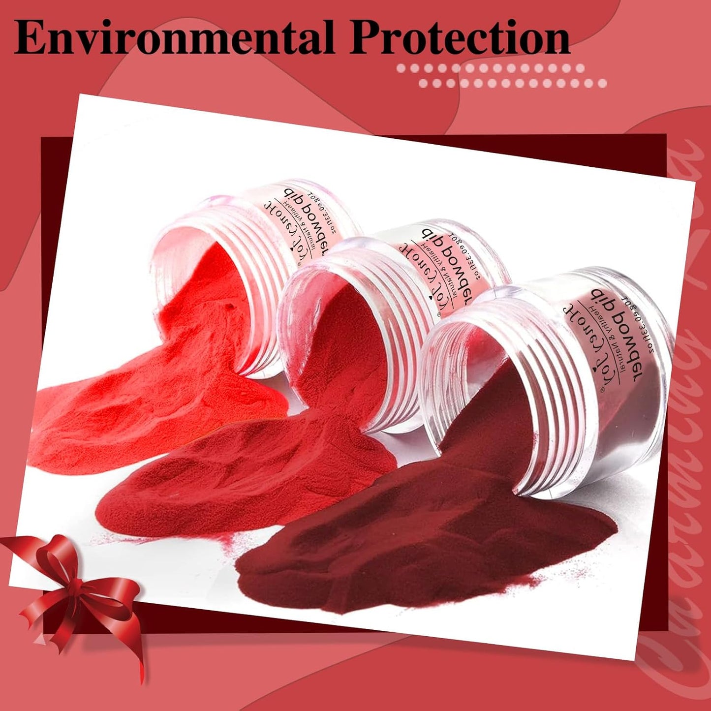 Honey Joy Dip Powder Nail Kit Starter,4 Colors Wine Red Glitter Dark Barn Red Dipping Powder Liquid Set with Base Top Coat for Nail Art Manicure Salon DIY No LED Nail Lamp Needed, Dip-7pcs-No.22