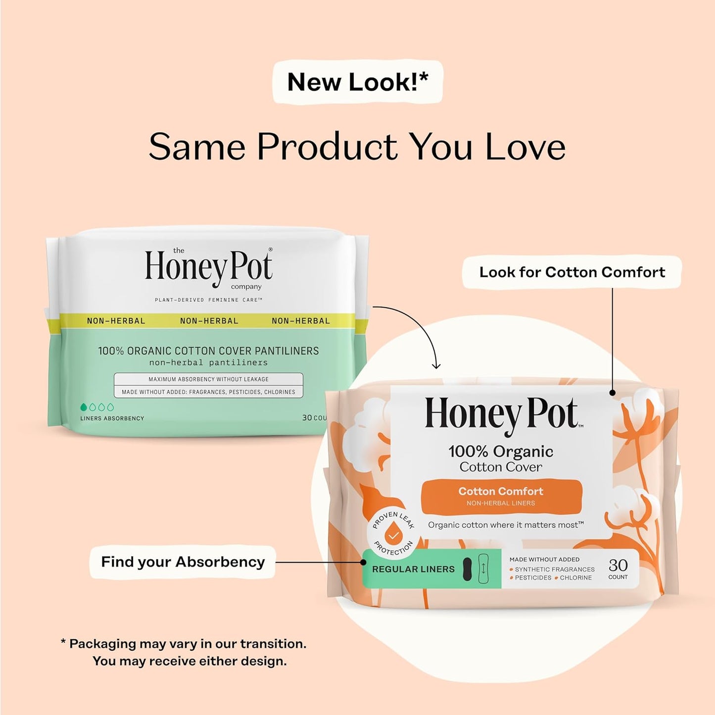 The Honey Pot Company - 120ct - Non-Herbal Everyday Panty Liners for Women - Organic Cotton Cover & Ultra-Absorbent Pulp Core - Sanitary Pads - Feminine Care