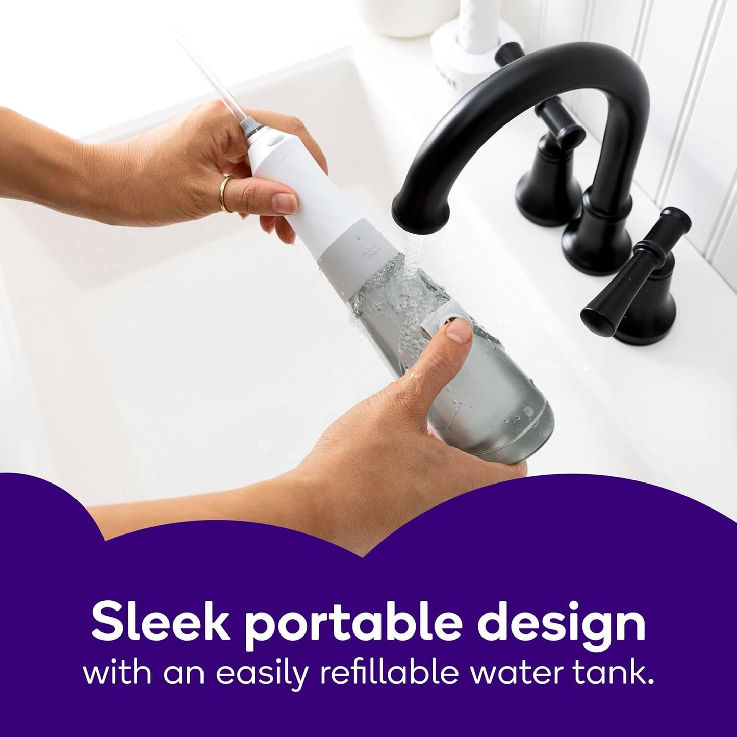 BURST Electric Water Flosser for Teeth Cleaning (3 Modes/White) | Cordless | Plaque Removal Between Braces & Dental Work | Portable Floss | Refillable 110mL Tank