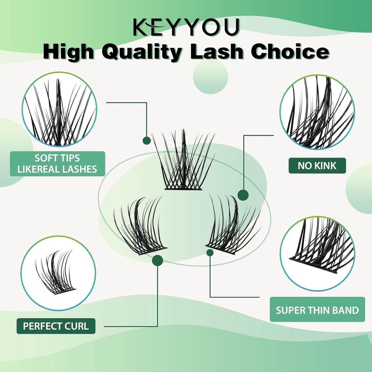 Lash Clusters,96 Pcs Cluster Lashes D Curl 12mm DIY Lash Extensions Eyelash Clusters,KEYYOU Volume Wispy Individual Lashes Soft&Comfortable Easy DIY at Home(Y09,D-12mm)