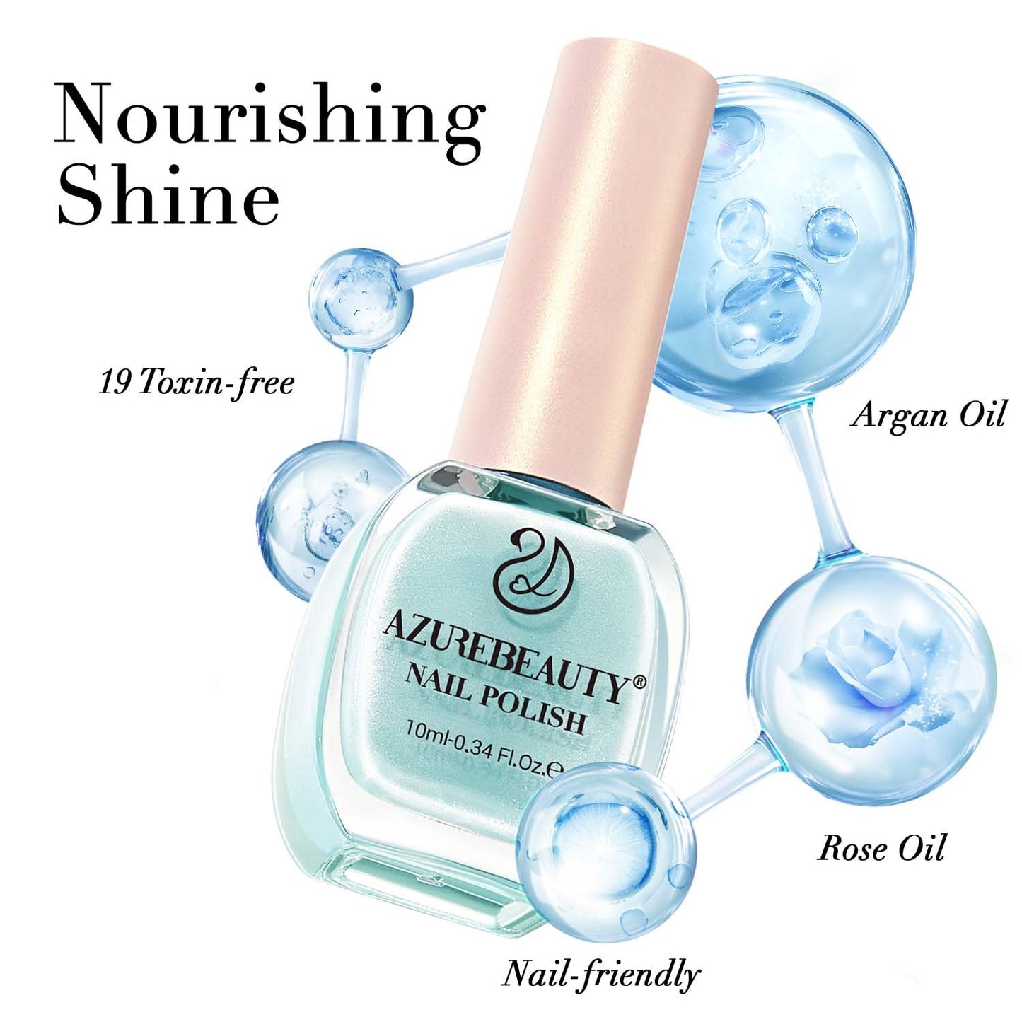 AZUREBEAUTY Nail Polish Shimmery Blue-Green Summer Nail Polish Quick Dry Natural Infinite Shine Nail Lacquer Fingernail Polish Strengthening Treatment Kit Salon-Quality for Women 10ml