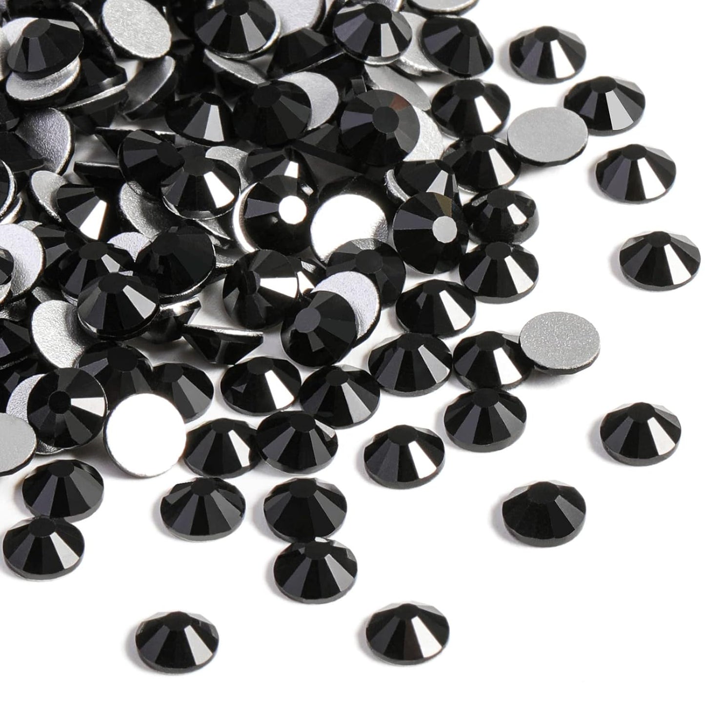 beadsland Flat Back Crystal Rhinestones Round Gems, Black (2.3-2.5mm) SS8/1440pcs
