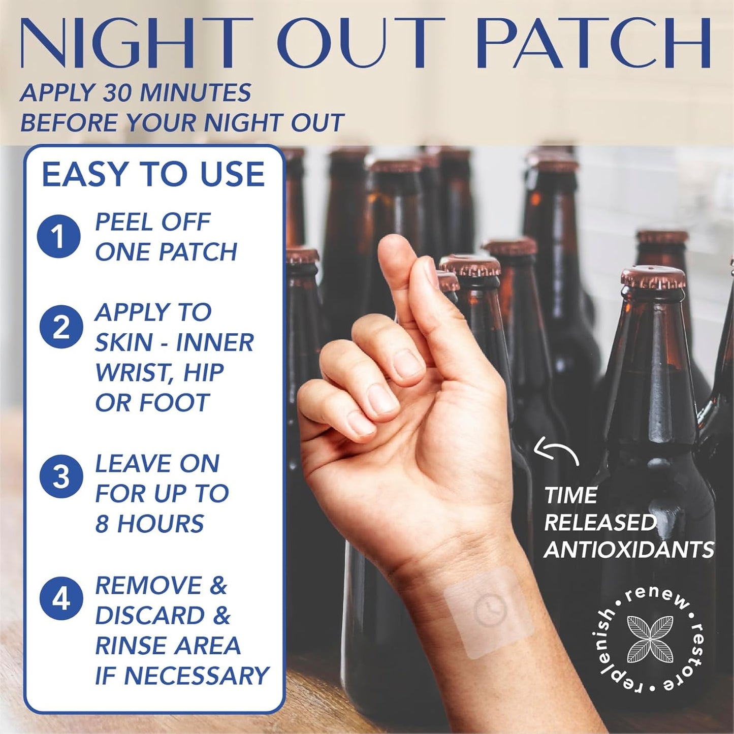 Laki Naturals Night-Out Patch (Pack of 15) | Reclaim Your Vitality and Equilibrium After Parties, Bars and Fun