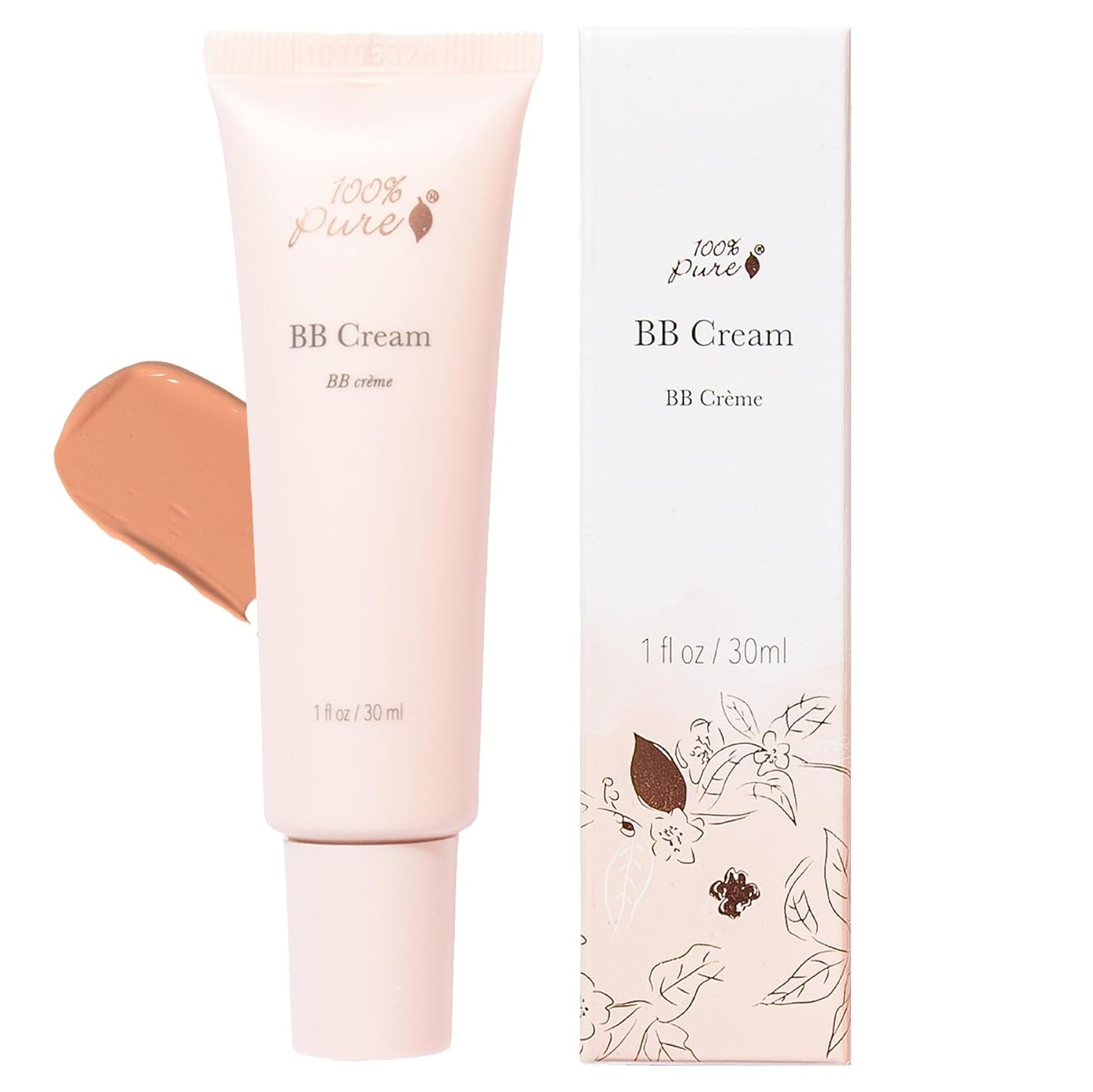 100% PURE BB Cream Shade 20 Aglow Full Face Coverage Skin Care & Glow - All-In-One Primer Concealer & Foundation Makeup - Shimmery, Dewy Youth Medium Color w/Warm Undertone - Vegan - 1 Fl Oz