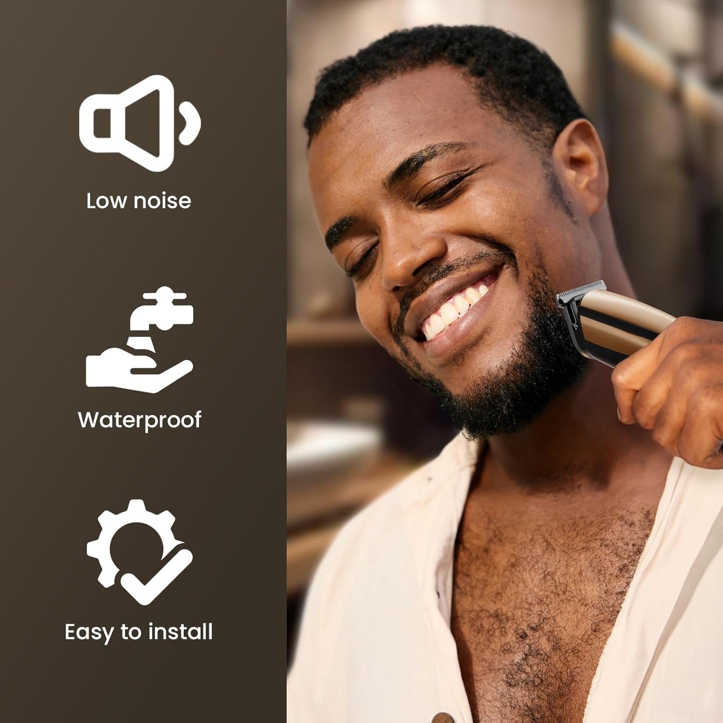 Electric Beard Trimmer for Men: 16-in-1 Professional Barber Hair Clippers - Cordless Grooming Kit - Turbo Speed & Precision Blades, Gold