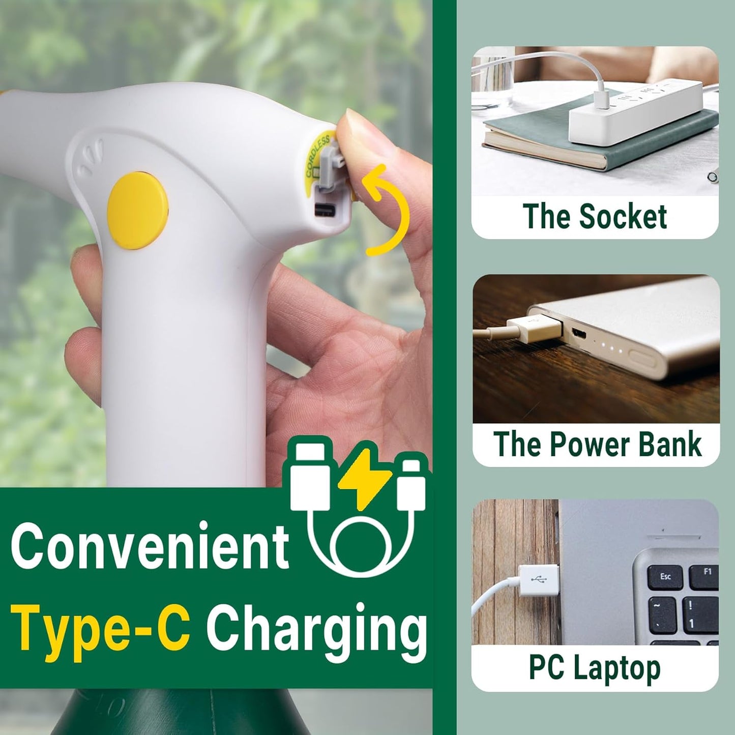 T TOVIA: Garden Sprayer 1 Liter Battery Spray Bottle Powered Electric, Rechargeable, Portable Garden and Plant Sprayer, Mister, for Outdoor and Indoor Plants,Cleans and Gardens, Handheld Powered