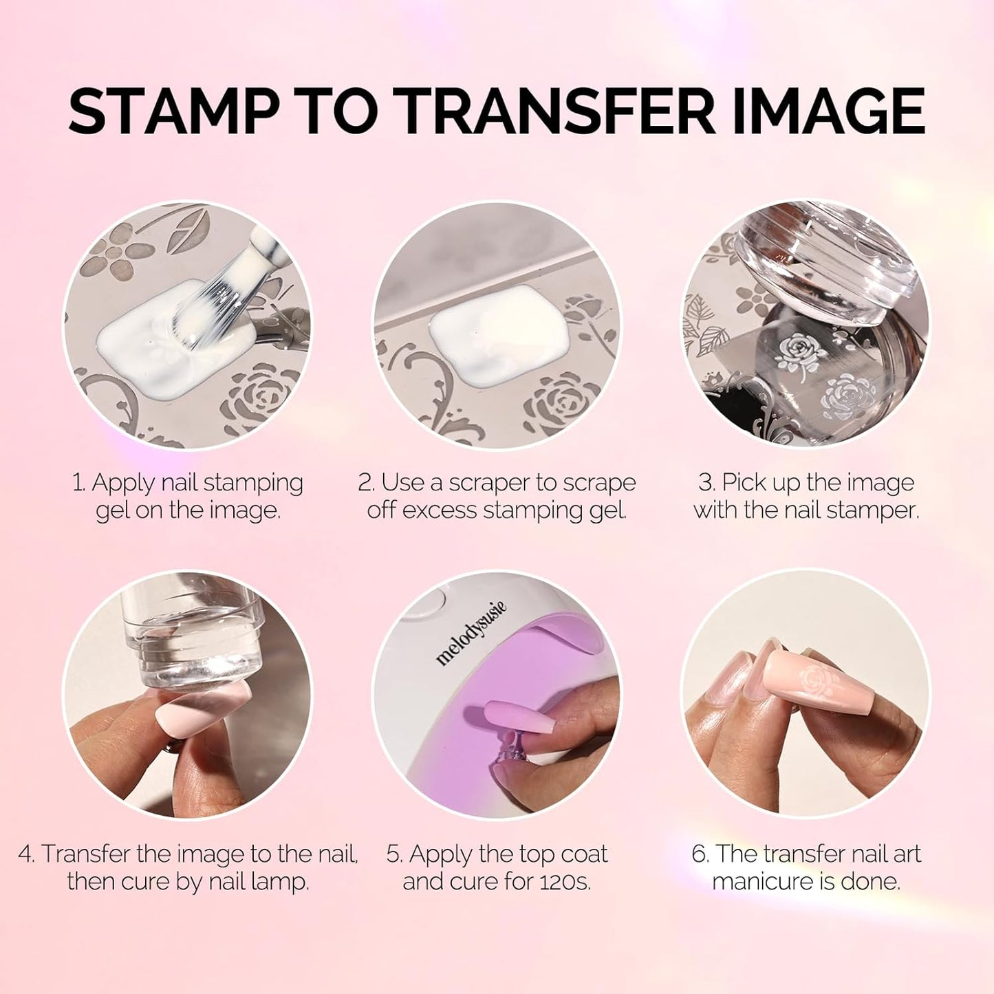 MelodySusie French Nail Stamper Kit, Silicone Stampers with Scrapers, 4PCS DIY Home Nail Design Salon, Clear