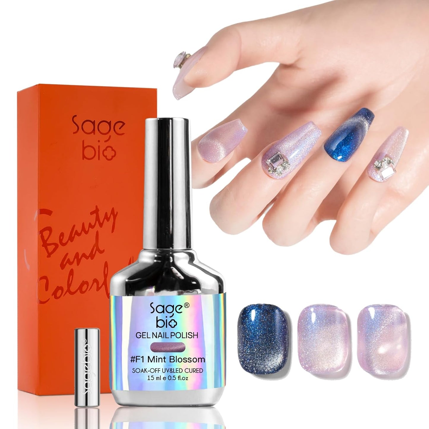 Cat Eye Gel Nail Polish, 15ml Magnetic Gel, High-Gloss Finish, Long-Lasting, DIY Manicure Kit with Magnet Stick, Stunning 3D Magnetic Effect, 01