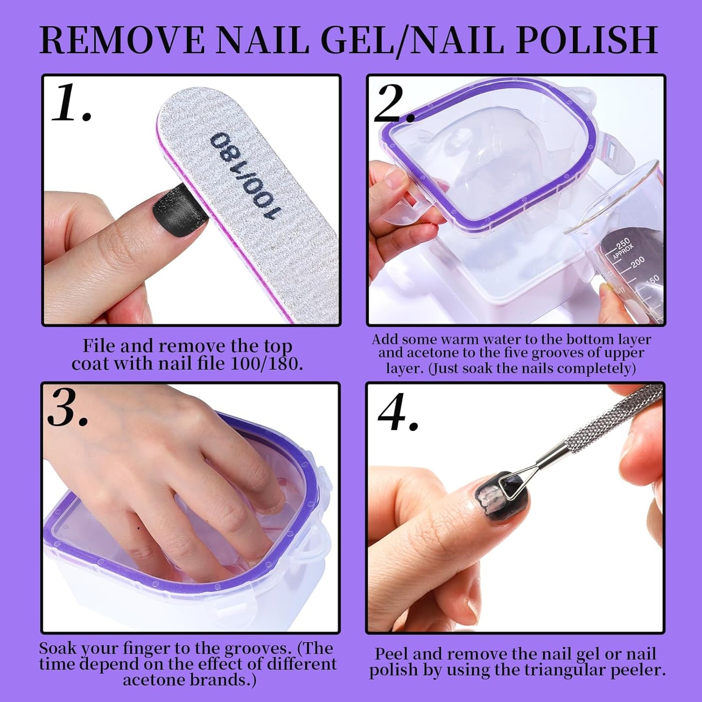 FANDAMEI Nail Soaking Bowl, Nail Soak Off Bowl, Dip Powder Remover Tools, Nail Remover Bowl, Manicure Bowls Nail Soaking, Cuticle Kit