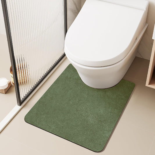 Toilet Rug, Thin Toilet Rugs U Shaped Washable Non Slip Absorbent Quick Dry Low Pile Toilet Mat, 20"x24" U Shape Sage Green