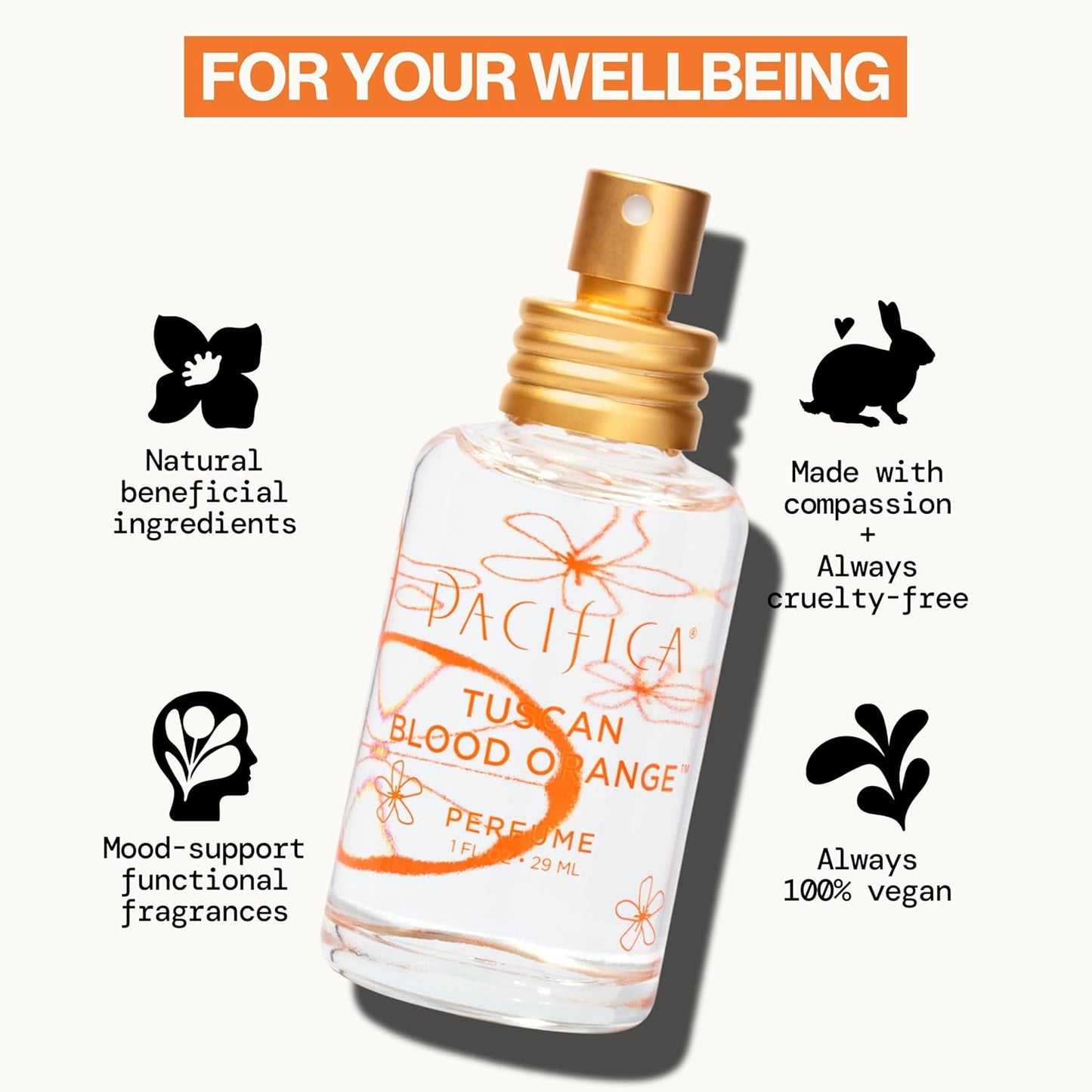 Pacifica Tuscan Blood Orange Perfume Spray for Women - Vegan, Cruelty-Free, Made in USA