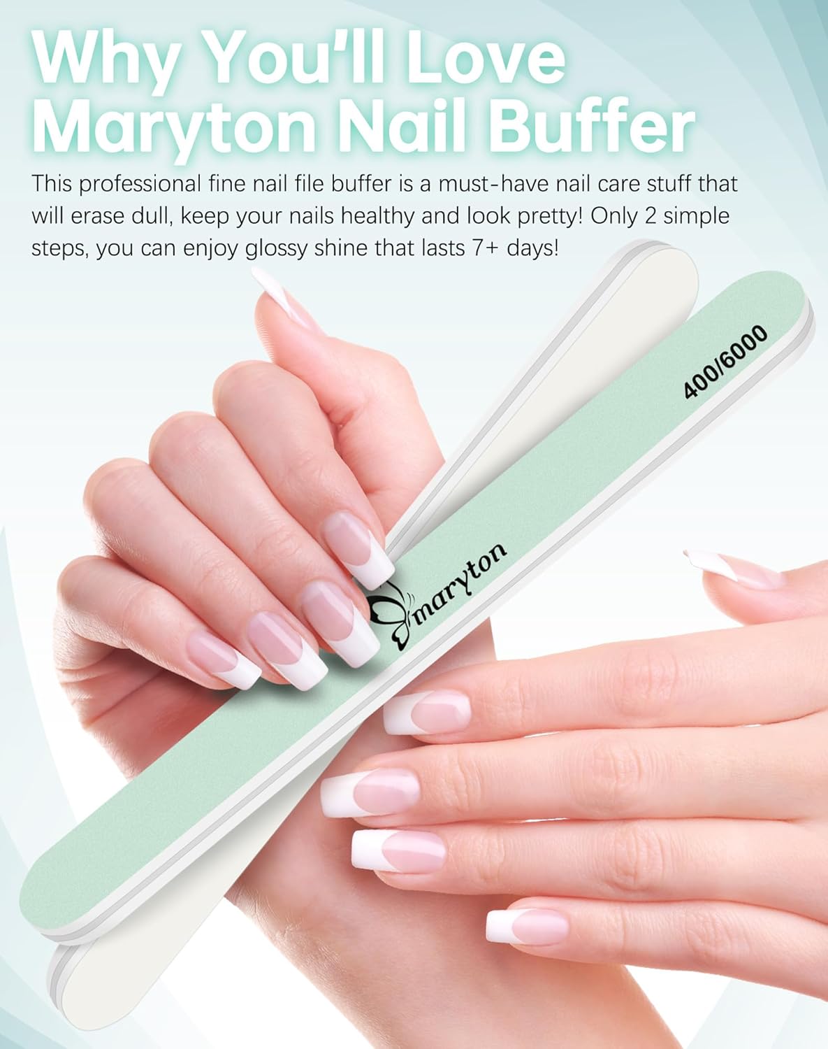 Maryton Nail Buffer and Shine Kit - 10pcs Nail Shine Buffer Blocks for Natural Nails Polisher Fingernail Buffer Buffing File 400 6000 Grit