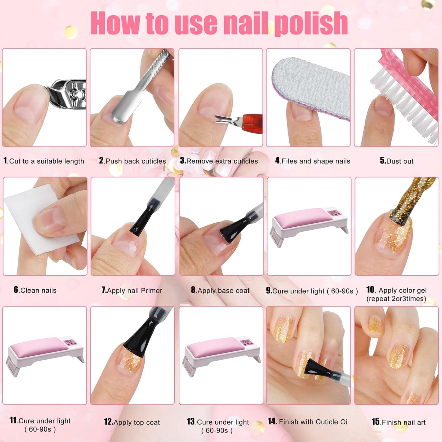 Nail Studio Sets - Gel Nail Polish Kit with UV Light, 24 Rainbow Colors, Nail Drill, Extended Gel, Manicure Kit for Nail