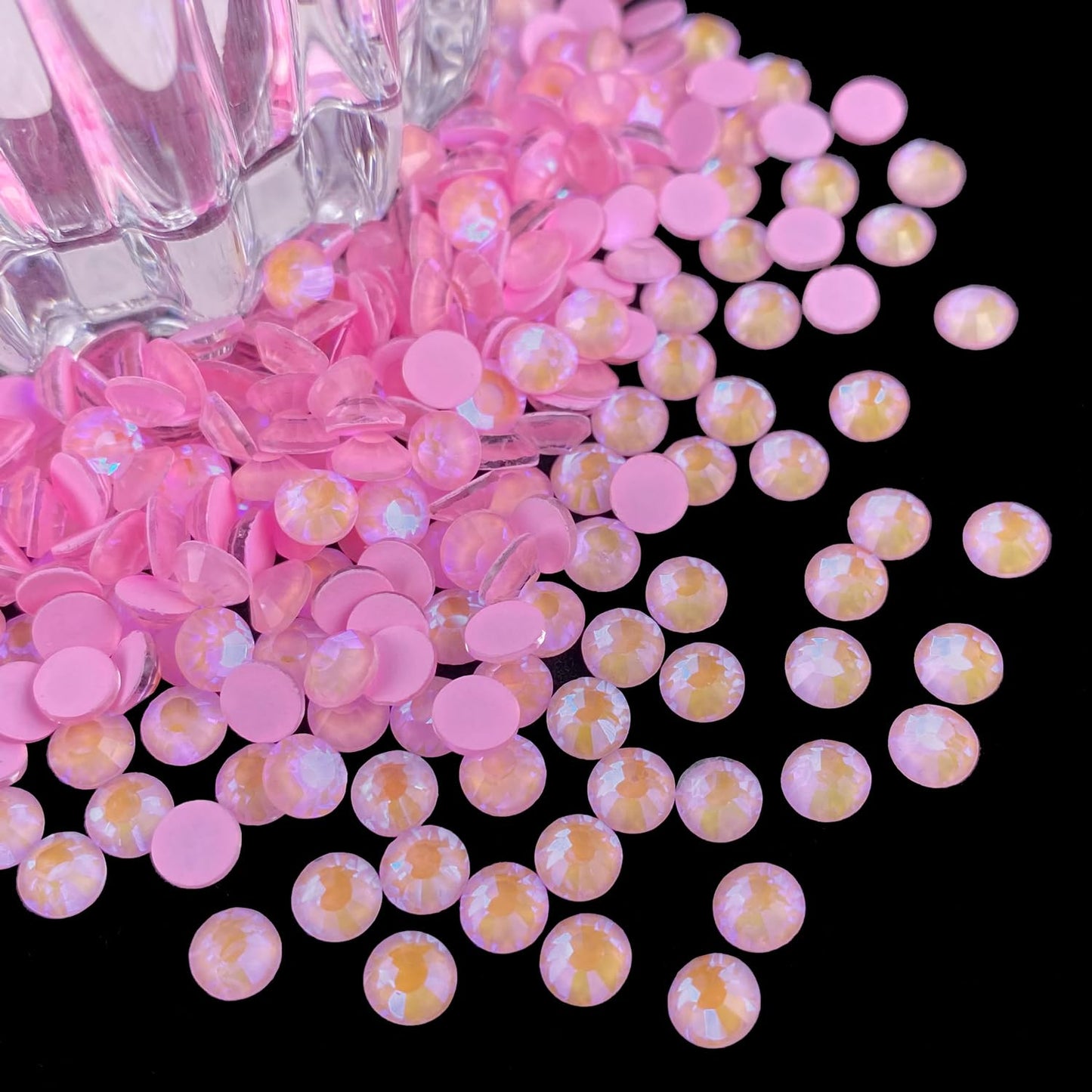 Flatback Glass Rhinestones,Bedazzler Gems 1440pcs Non Hotfix Crystal Rhinestones for Nail Charms Crafts Clothes Tumblers,Pink AB Neon,SS10