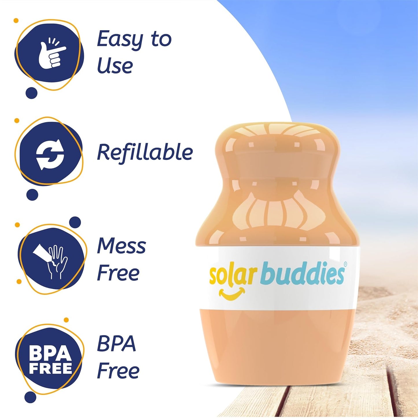 Solar Buddies Bag Bundle & Carabina Clip - Full Green - Refillable Roll on Sponge Sunscreen, Suncream & Lotion Applicator For Kids, Adults & Families - Holds 3.4fl oz, Perfect Size for Travel