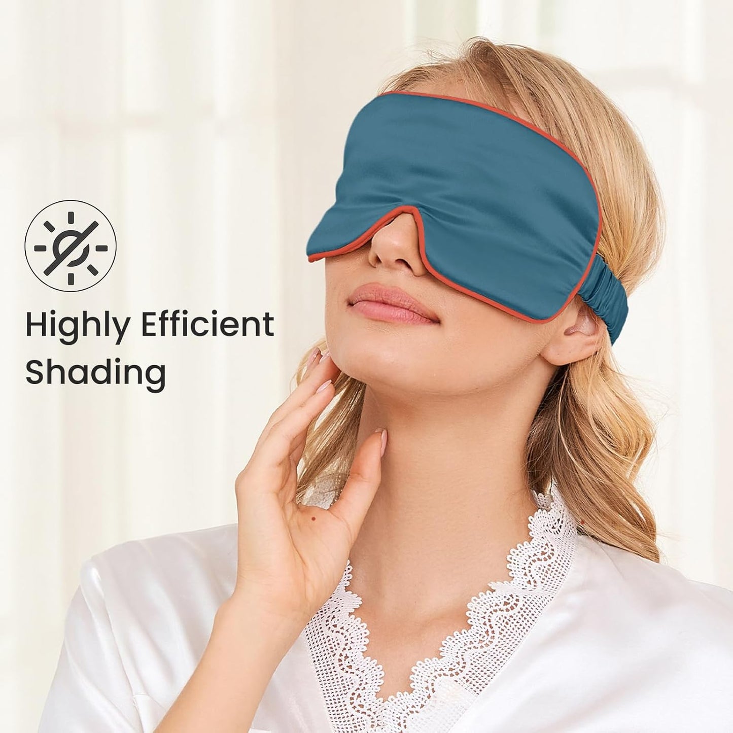 THXSILK 100% Mulberry Silk Sleep Mask, 6A Grade 25 Momme Eye Mask for Sleeping, Color-Blocking Blindfold, Soft Silk Eye Cover for Women, Men, Travel, Nap, Airplane(4×9inches, Navy Blue)