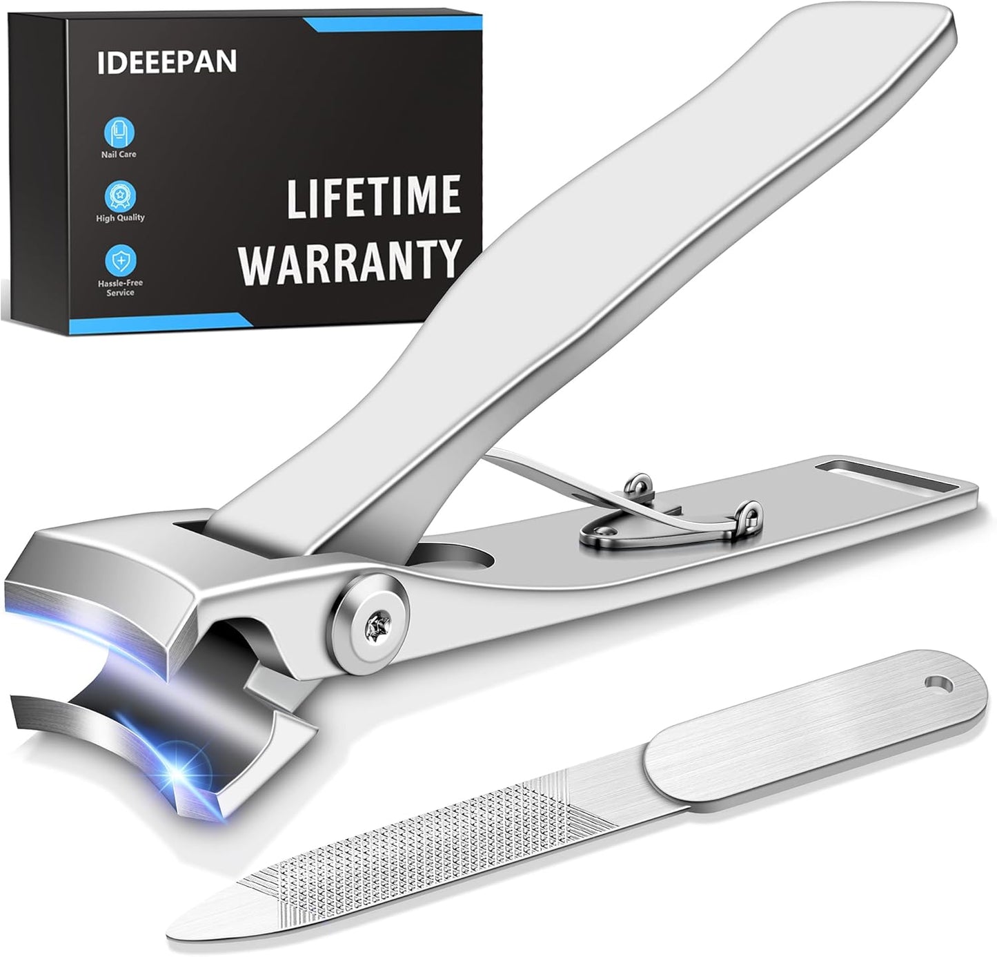 Nail Clippers for Men Thick Nails, Heavy Duty Large 19MM Wide Jaw Opening Ultra Sharp Fingernail and Toenail Clipper for Seniors, Adult, Silver