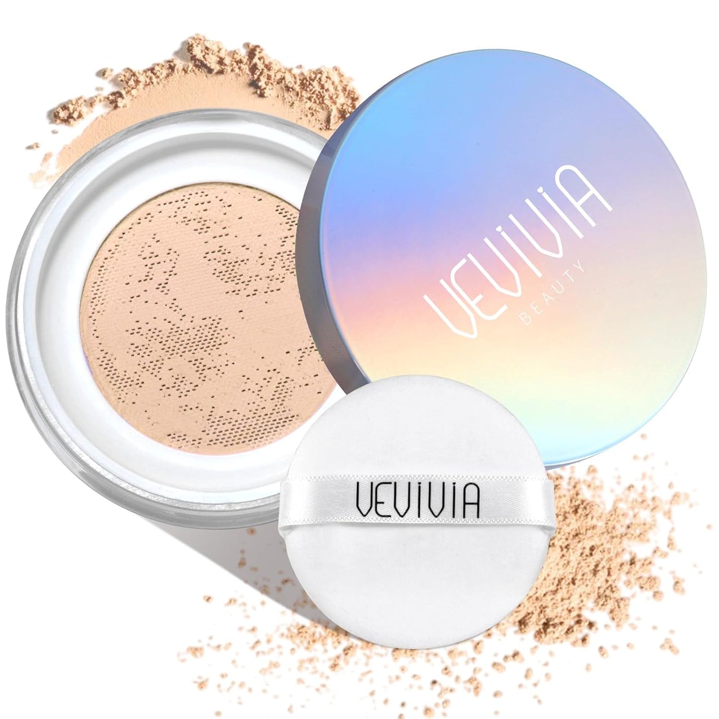 Vevivia Setting Powder - Creaseless Face Powder, Long Lasting Loose Powder Makeup with Blurring and Natural Finish, Loose Setting Powder for All Skin Types, Shine Control, Up to 24 Wear, Translucent