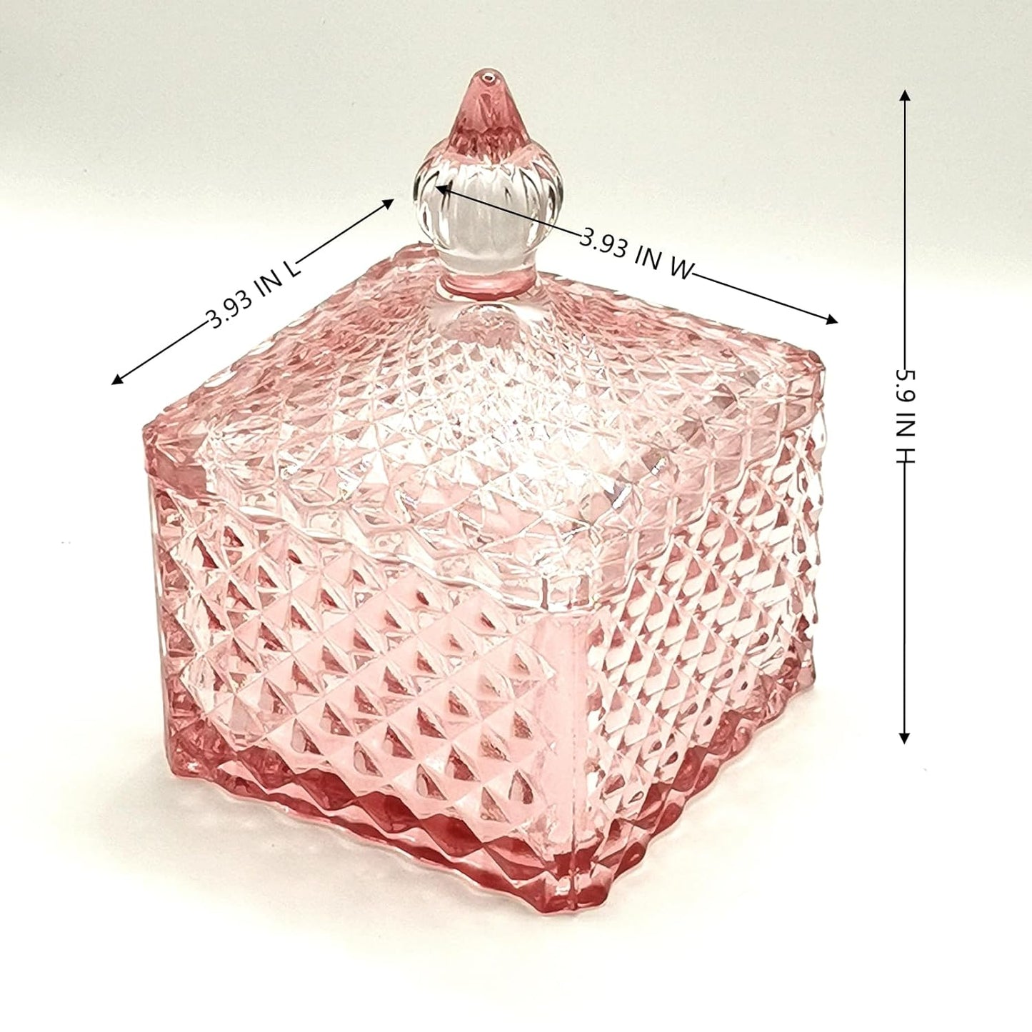 Body Powder Puff and Container - Glass Dusting Powder Container with 2 Soft Puffs Vintage Powder Puff Case for Women & Girls (3.93x3.93x5.9 H in)-GRB009-Pink