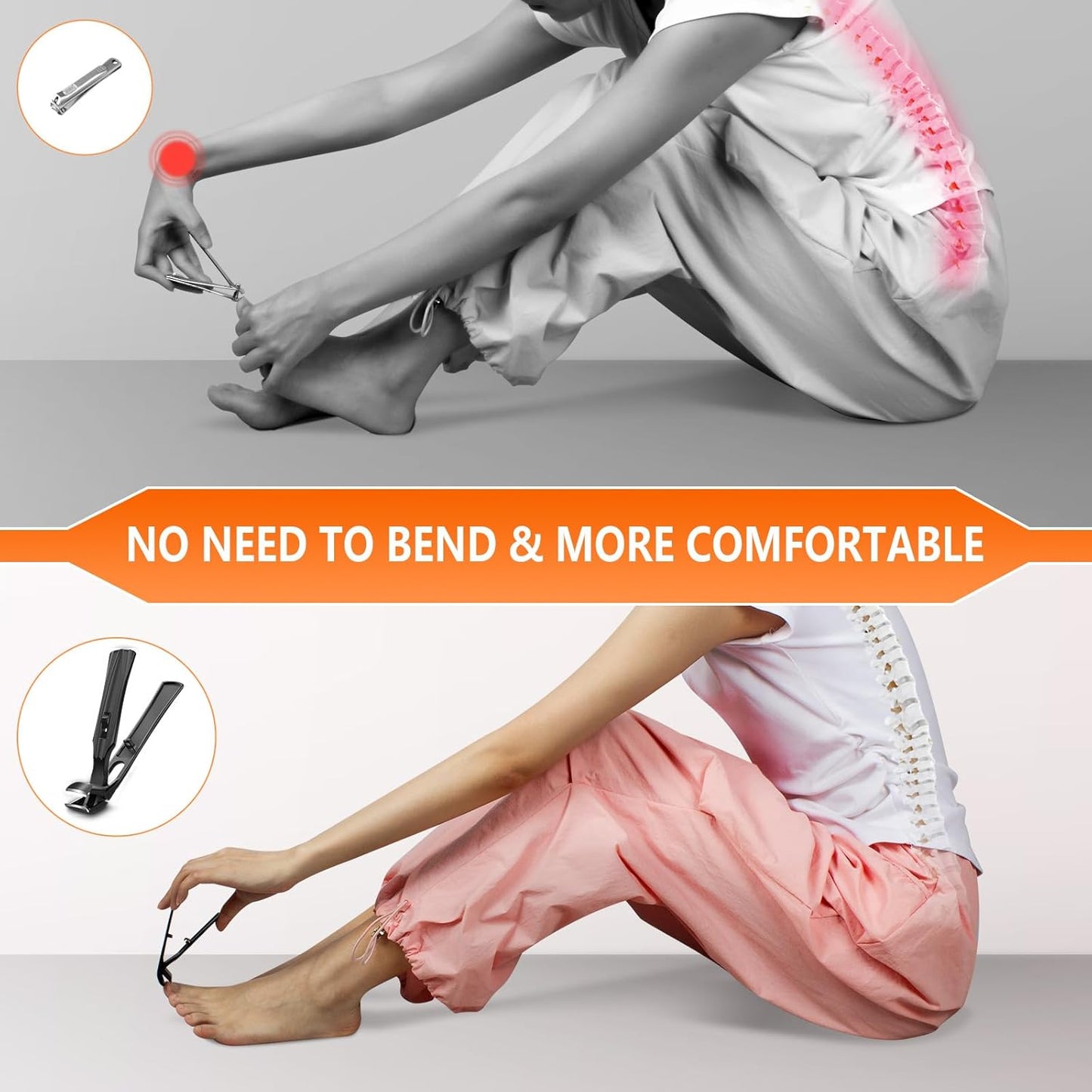 Toenail Clippers for Thick Nails for Seniors, Angled Head Ergonomic Nail Clippers for Men with Catcher, Wide Jaw Opening Heavy Duty Large Toe Nail Clippers for Thick Ingrown Nails