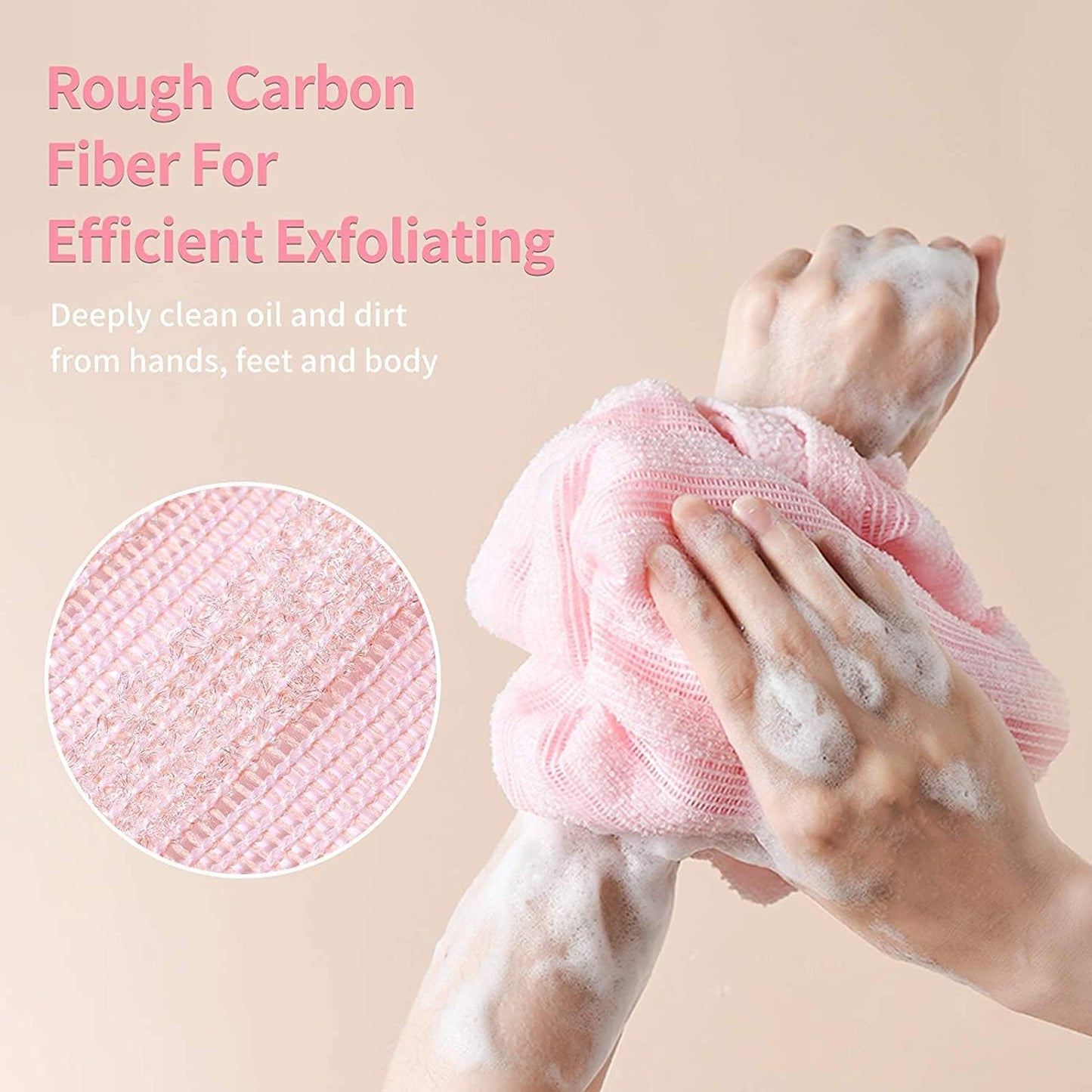 Yiclick Exfoliating Washcloth Towel - Exfoliating Body Scrubber, Loofah Wash Sponge - Korean & Japanse & African Washcloth - Soft + Rough Exfoliating Back Scrubber - for Senstive and Rough Skin