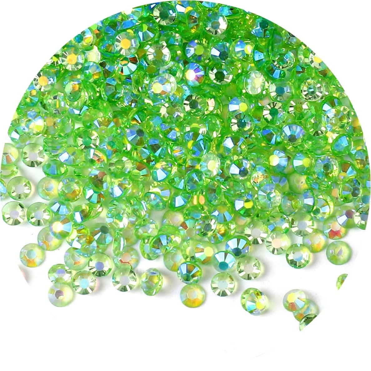 4500 Pcs SS6 2mm AB Flatback Rhinestones for Nails Art Crafts Transparent Glitter Round Gems Crystals DIY Clothes Shoes(Clear Light Green AB)