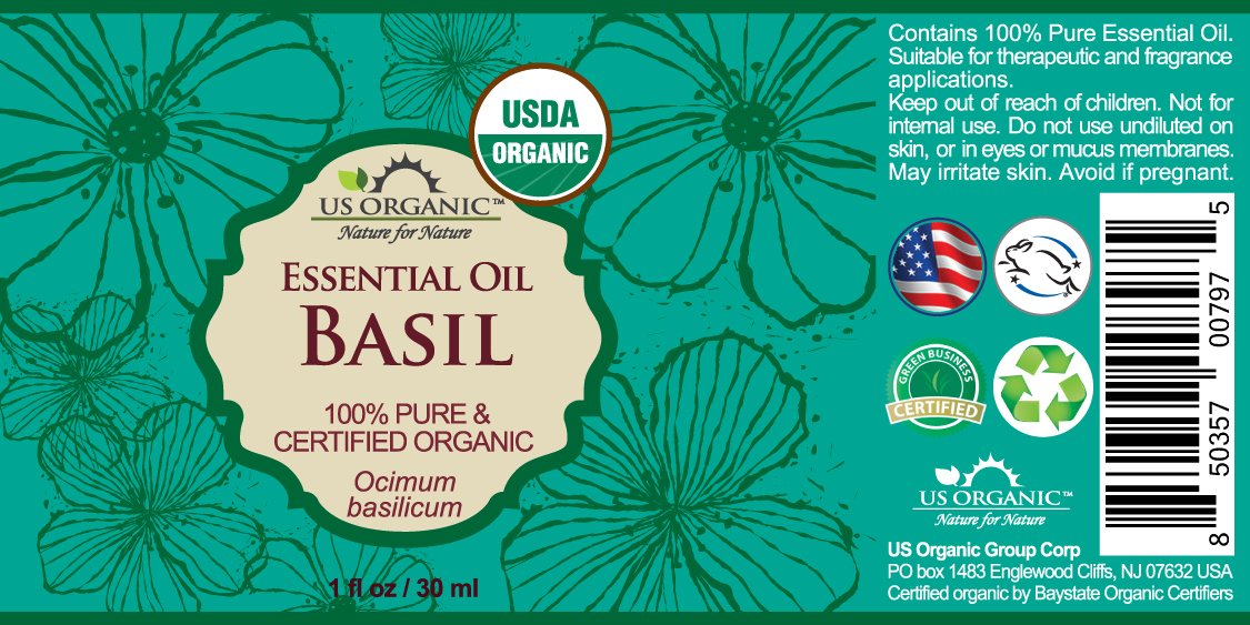 US Organic 100% Pure Basil Essential Oil - USDA Certified Organic, Steam Distilled W/Euro droppers (More Size Variations Available) (30 ml / 1 fl oz)