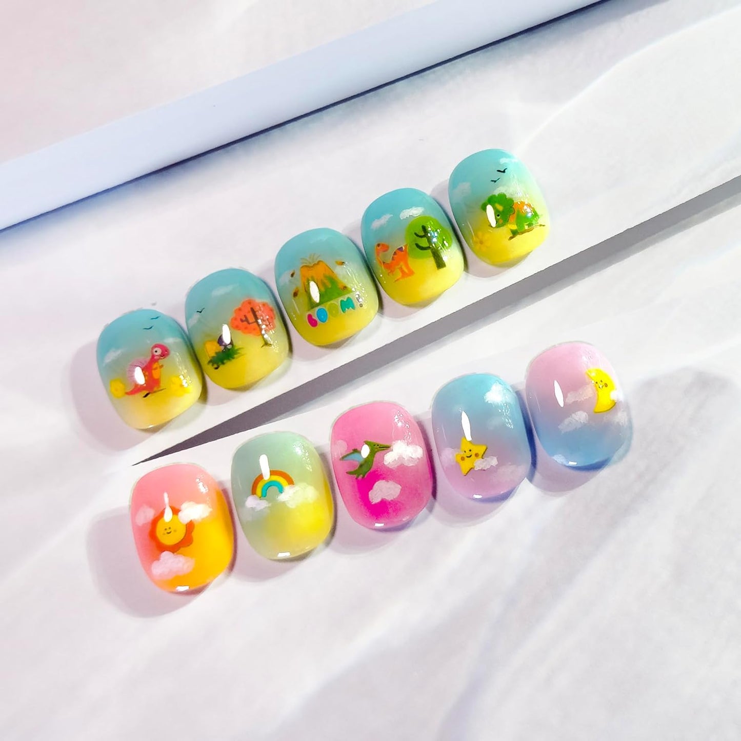 15 Sheets of Nail Stickers for Kids - 735 Cute Nail Stickers - Nail Decals for Girls - Flower, Bunny, Unicorn, Bear, Fruits | Glow in The Dark