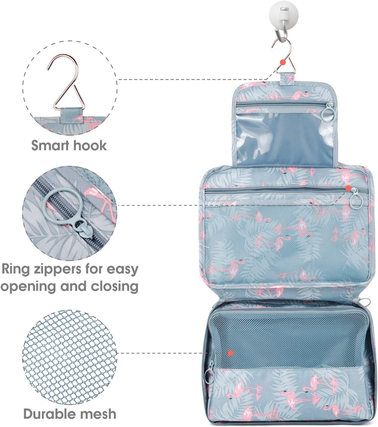 Narwey Small Hanging Travel Toiletry Bag for Women, Travel Bag for Toiletries, Makeup Bag Organizer Cosmetic Bags Make Up Bags for Girls