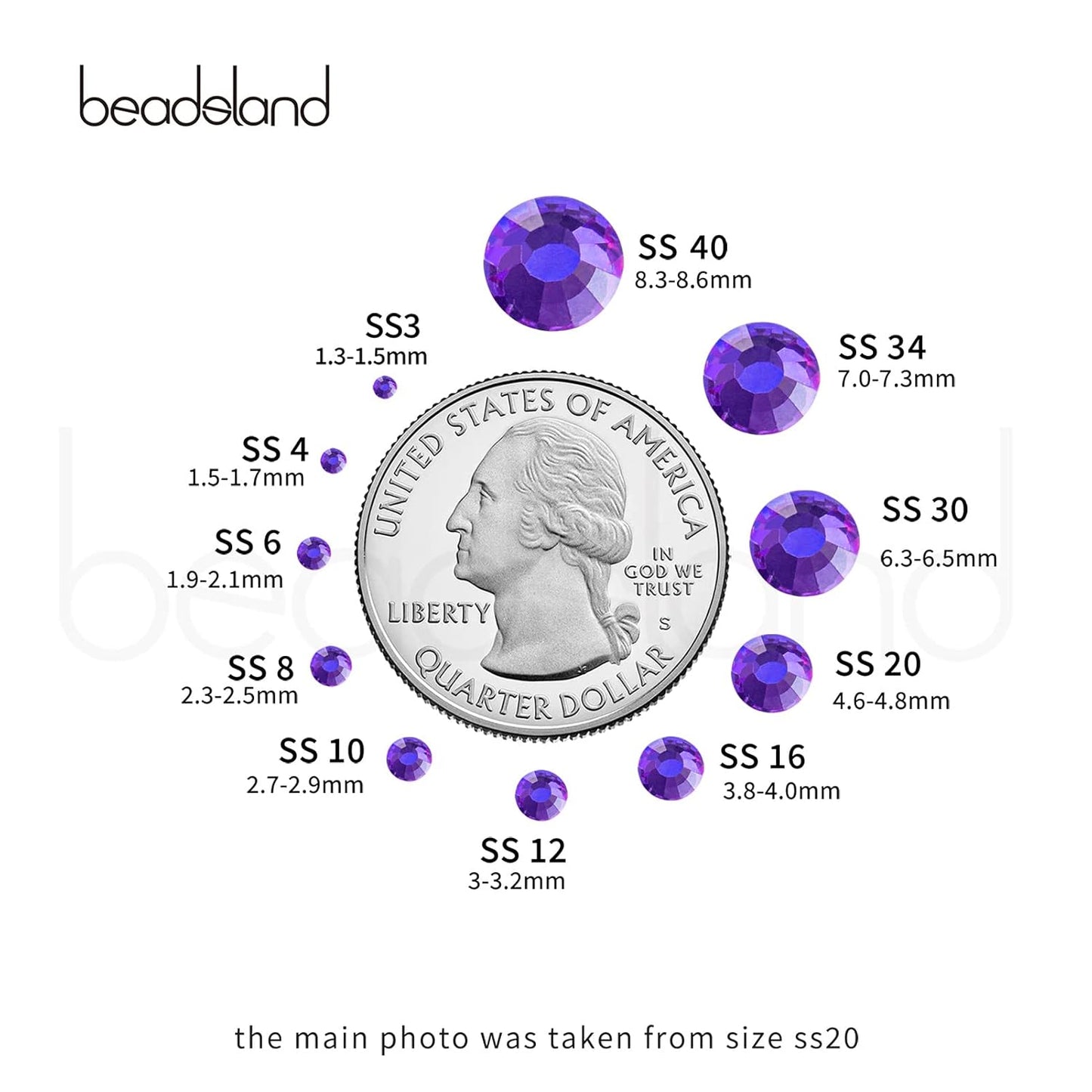 Beadsland 144 Pieces Flat Back Crystal Rhinestones Round Gems, Purple Velvet, SS40, 8.4-8.7mm