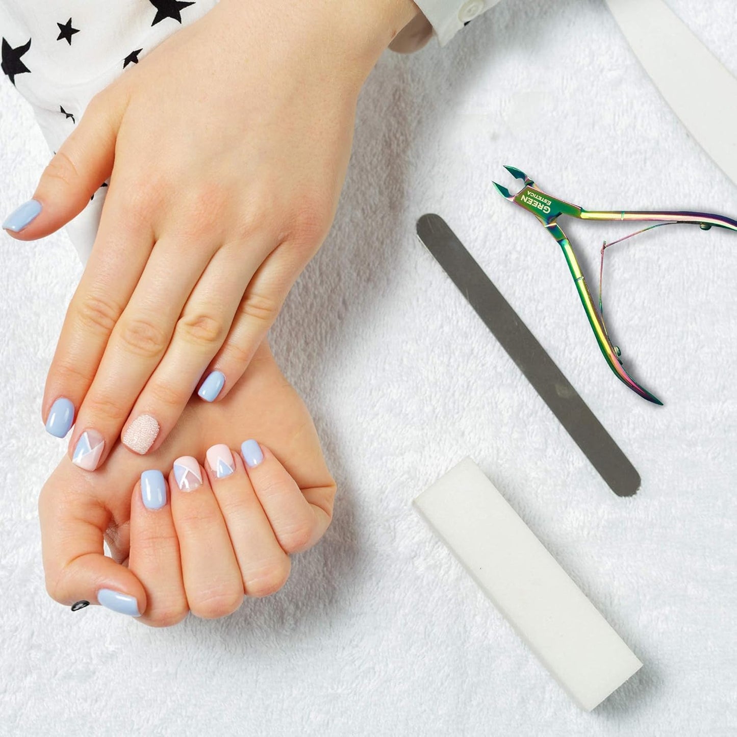 Professional Cuticle Trimmer with Cuticle Pusher Nail Cuticle Remover Nipper Silver Stainless Steel Sharp Blades Manicure Tools with Double Spring Nail Care Pedicure Nail Tools (Multi-Colored)