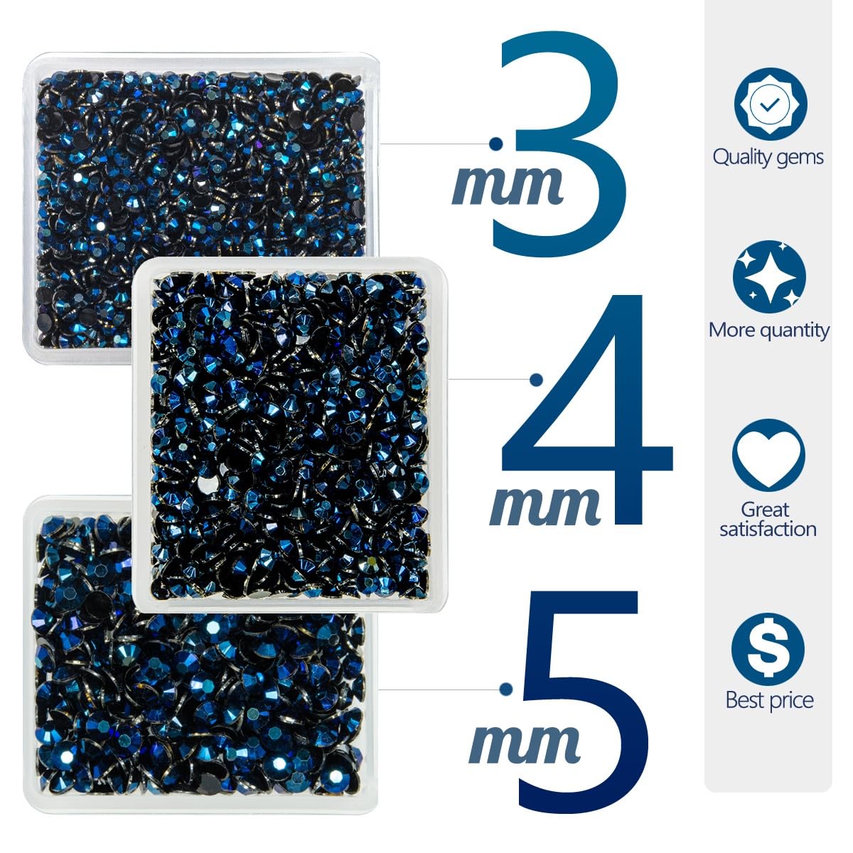 Ink Blue Resin Rhinestones for Crafting 3mm 4mm 5mm Montana Flatback Jelly Stones Bulk SS10 SS16 SS20 Navy Blue Diamonds Gems for Nails Face Eyes Makeup Tumblers Bottles Crafts Clothes Shoes