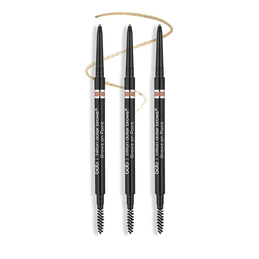 bdb Brows on Point Micro Brow Pencil - Precision Tip & Spoolie, Waterproof, Define, Shape & Fill Brows, Blonde, 3-Pack