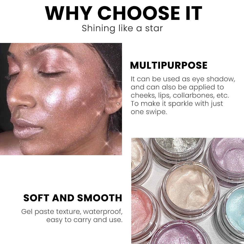 Monochrome Glitter Eyeshadow Palette,Single Champagne Pink Shimmer Eyeshadow,Long-Lasting Sheer Eye Makeup With A Sparkle Finish,Smooth Formula,Vegan & Cruelty-Free