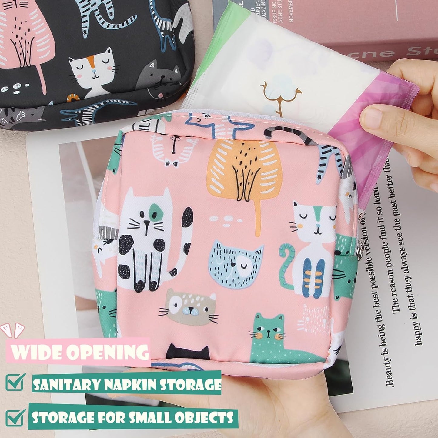 Desing Wish Portable Period Bag for Teen Pads & Sanitary Napkins, Small Tampons - Sanitary Napkin Storage Bag & First Period Gift for Teen Girls (Dazzling Horse)