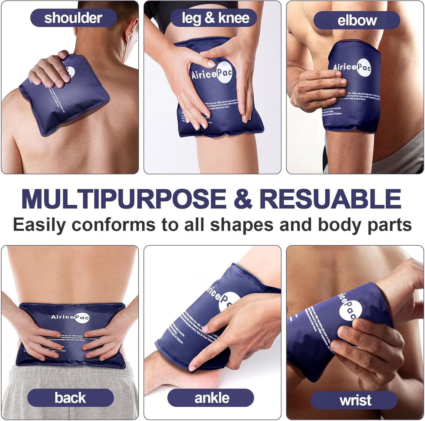 Ice Packs for Injuries Reusable, 10”x 14”Gel Cold Pack for Knee Neck Shoulder Ankle Elbow Hip Back Pain Relief, Cold Compress Therapy for Swelling, Bruises, Surgery, 10”x 14”, Blue