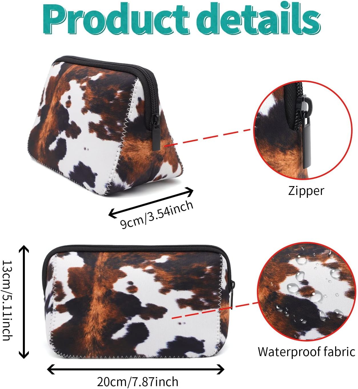 Cosmetic Bag Waterproof Neoprene Zipper Pouch Travel Portable Toiletry Makeup Bags Organizer Case for Women and Girls