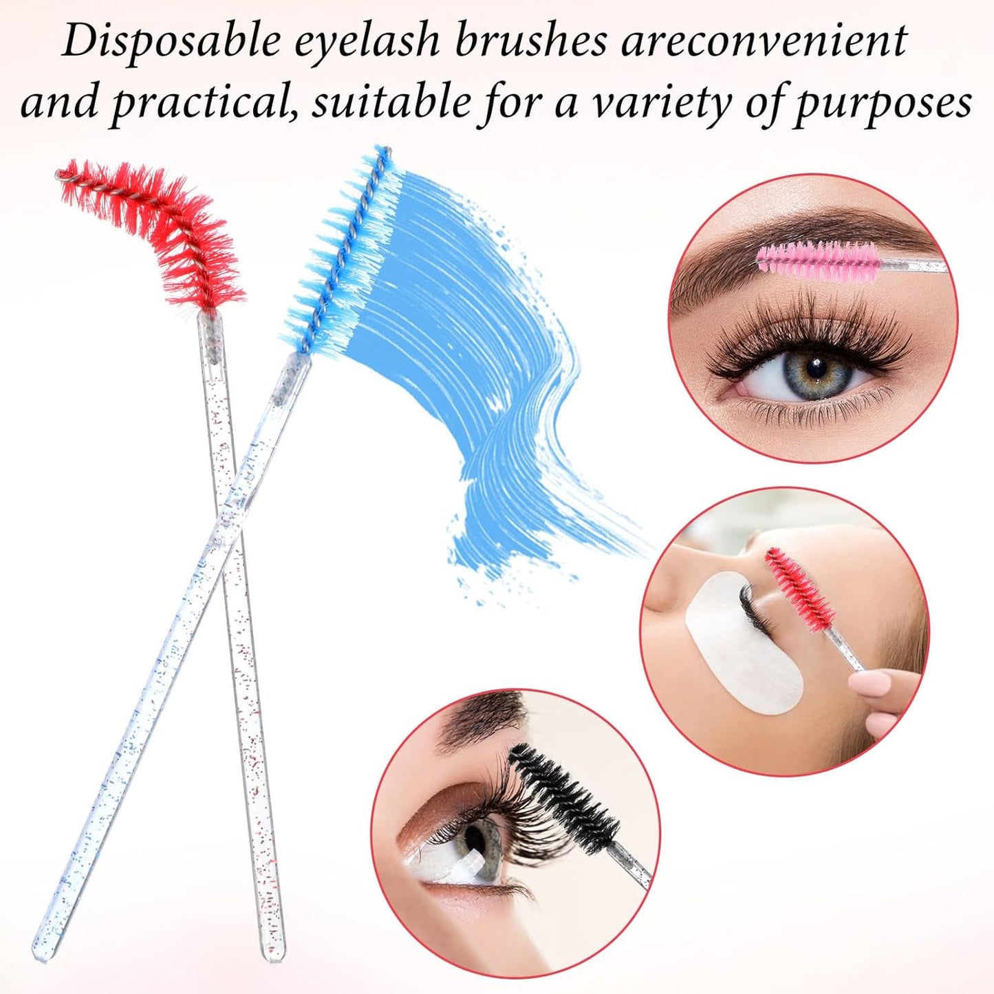 1000 Pcs Disposable Mascara Wands, Colorful Spoolies for Eyelash Extensions, Bulk Eyebrow Comb, Makeup Applicator Eyelash Wands for Eye Lash Extension, Eyebrow Comb, 3.9 x 0.2 x 0.3 Inch