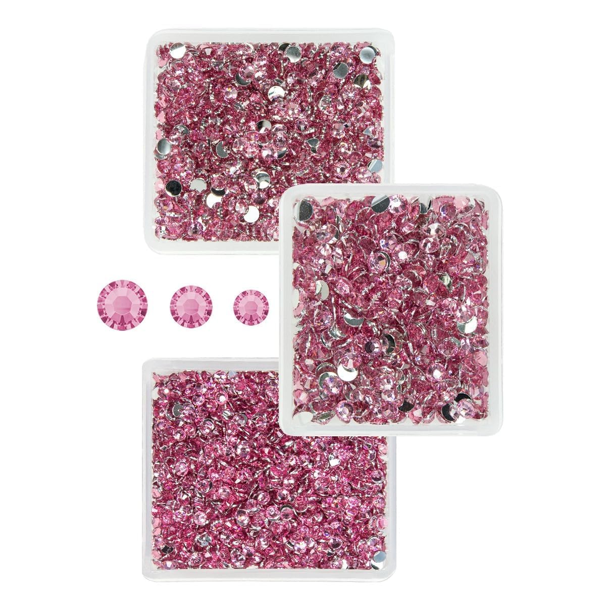Dark Pink Crystal Resin Rhinestones for Crafting 3mm 4mm 5mm Deep Pink Flatback Stones Non-Hotfix Diamonds Crystals Gems Charms for Nails Face Eyes Makeup Body Tumblers Bottles DIY Crafts Shoes