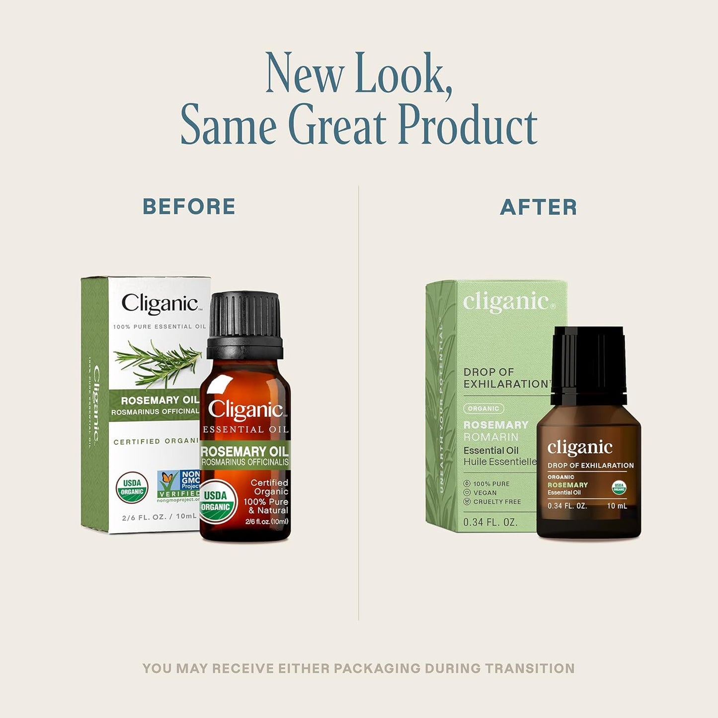 Cliganic Organic Rosemary Essential Oil, 100% Pure Natural, for Hair, Skin, Aromatherapy | Non-GMO Verified (Packaging May Vary)