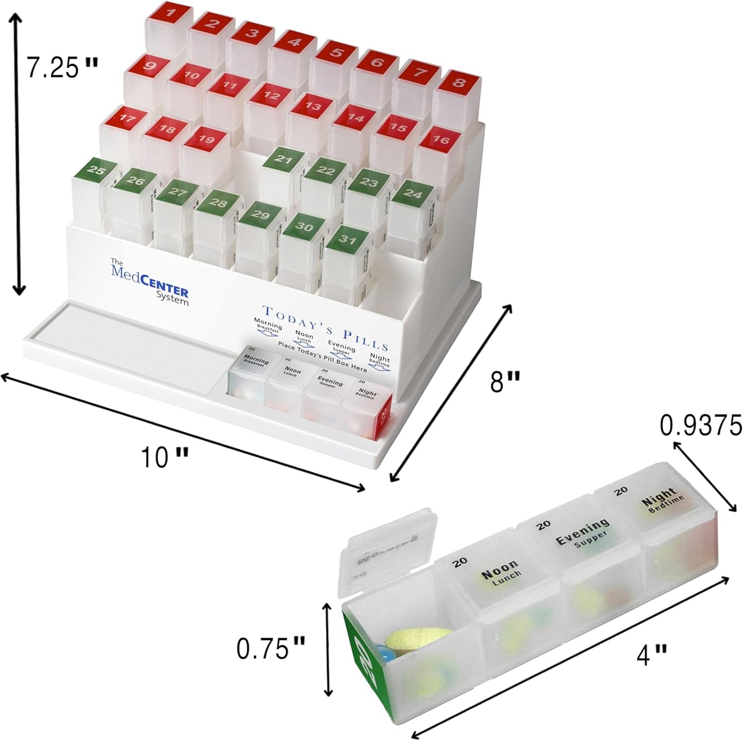 Travel Pill Organizer with Zipper Pouch & Tweezers – Portable 4-Day Medication Case with Labeled Compartments for Travel, Vitamins & Supplements