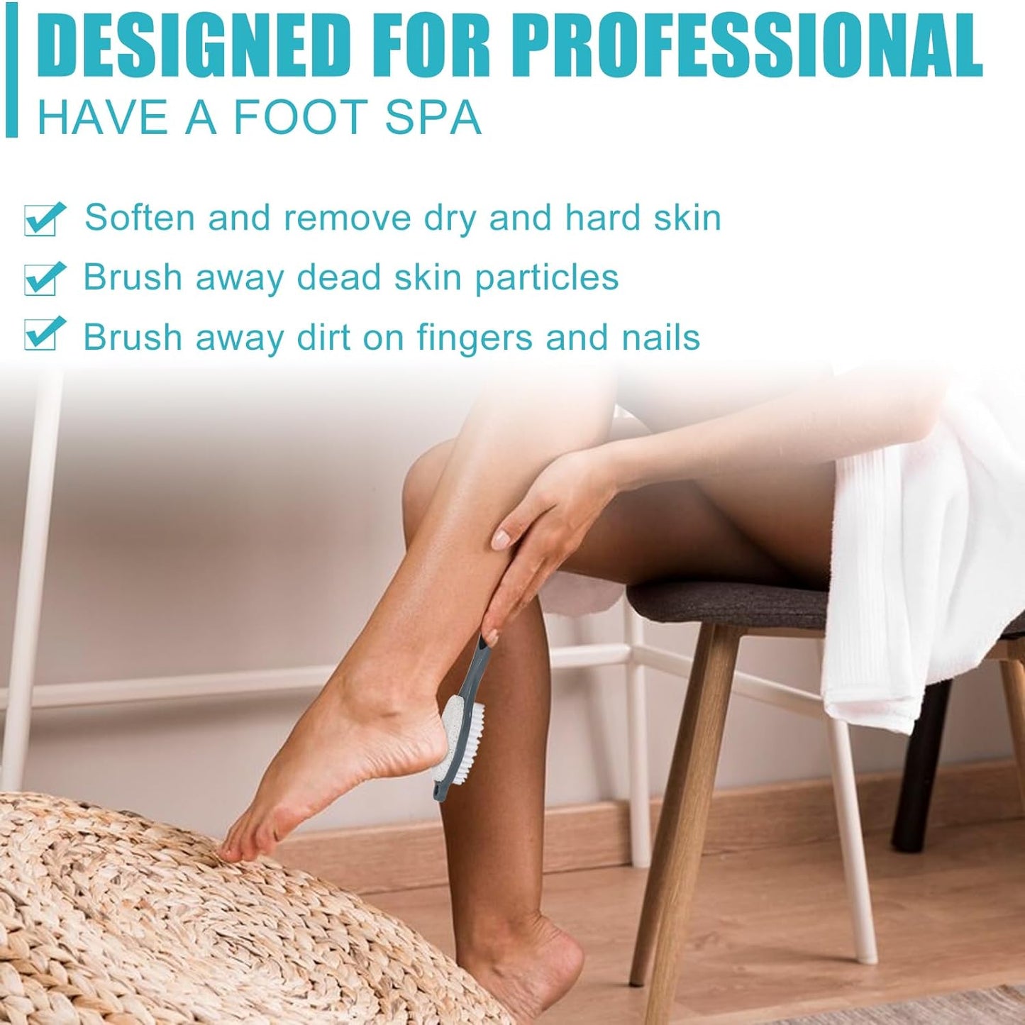 Foot File Callus Remover-3 Pcs 4 in 1 Foot Scrubber Dead Skin Remover for Feet,Pumice Stone, Foot Rasp and Sand Paper for Home Foot Care,Foot Brush for Shower (Grey Pedicure Foot File)