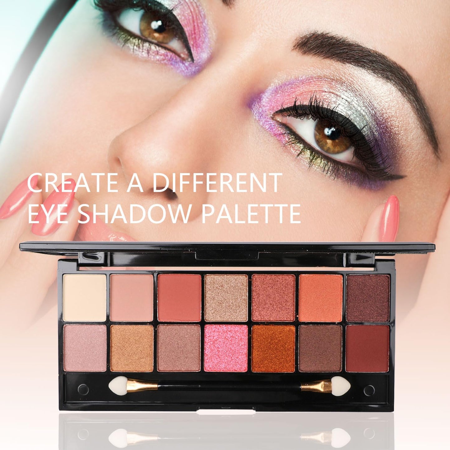 All in One Makeup Kit - 2X14 Eyeshadow Palette, Liquid Foundation, Eyeliner Pencils, Contouring Stick, 20pc Makeup Brushes (Pink)