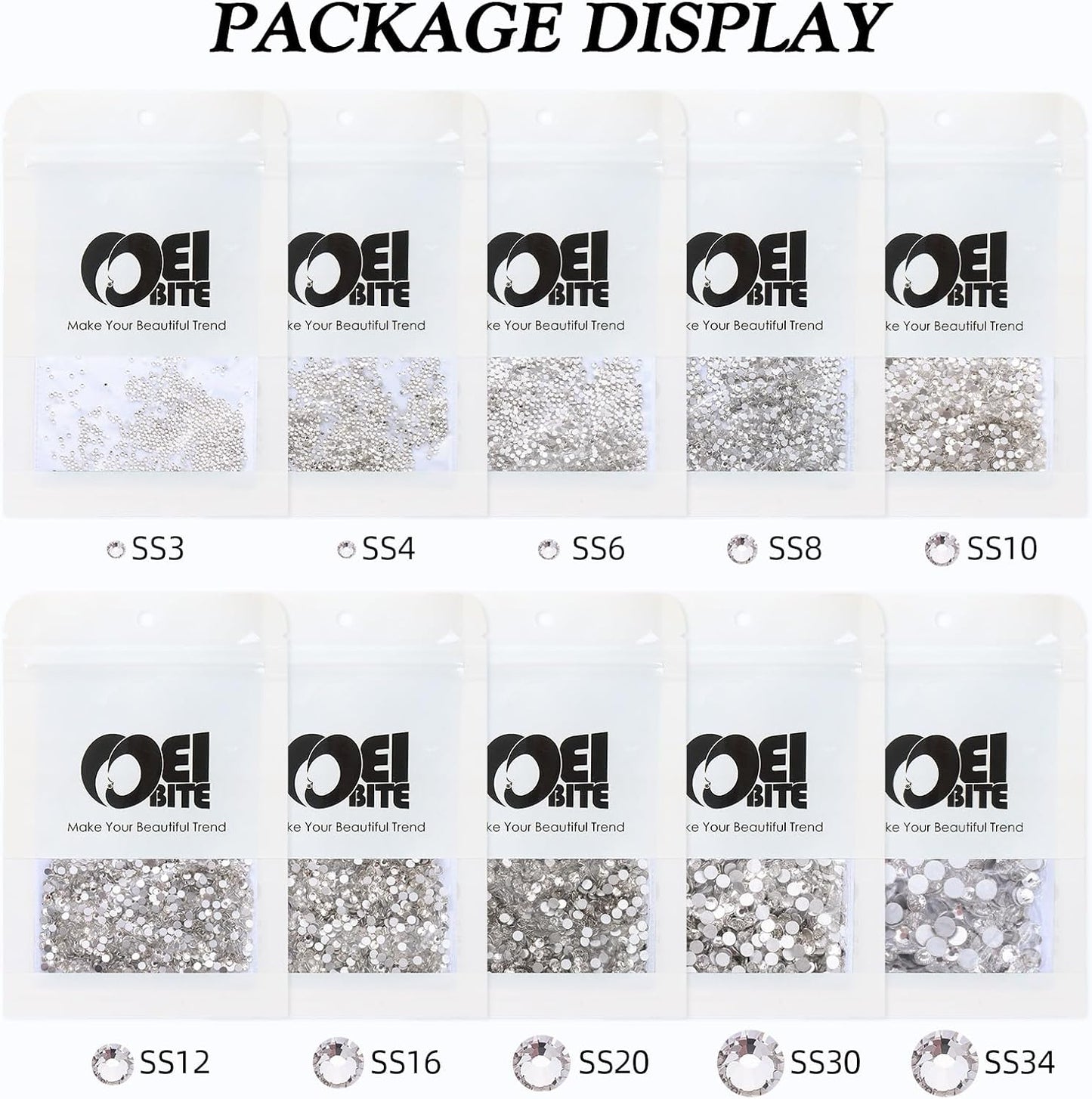 Crystal Clear Flatback Rhinestones, Glass Rhinestones for Nail Art and Craft, Glue Fix, Loose Crystal Gemstones(Crystal, SS6, 1440pcs, 1.9-2.0mm)