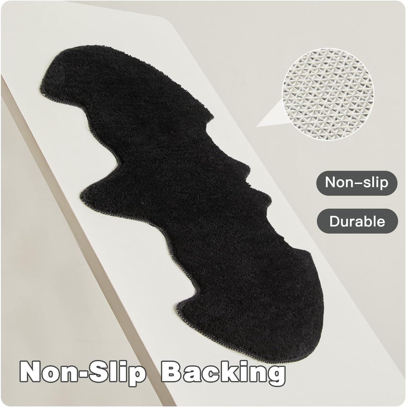 Halloween Bathroom Rug, Bat Bath Mat Super Absorbant Bathroom Rugs Non-Slip Washable Gothic Bat Shaped Floor Mat Halloween Decor, 24''x36'', Black