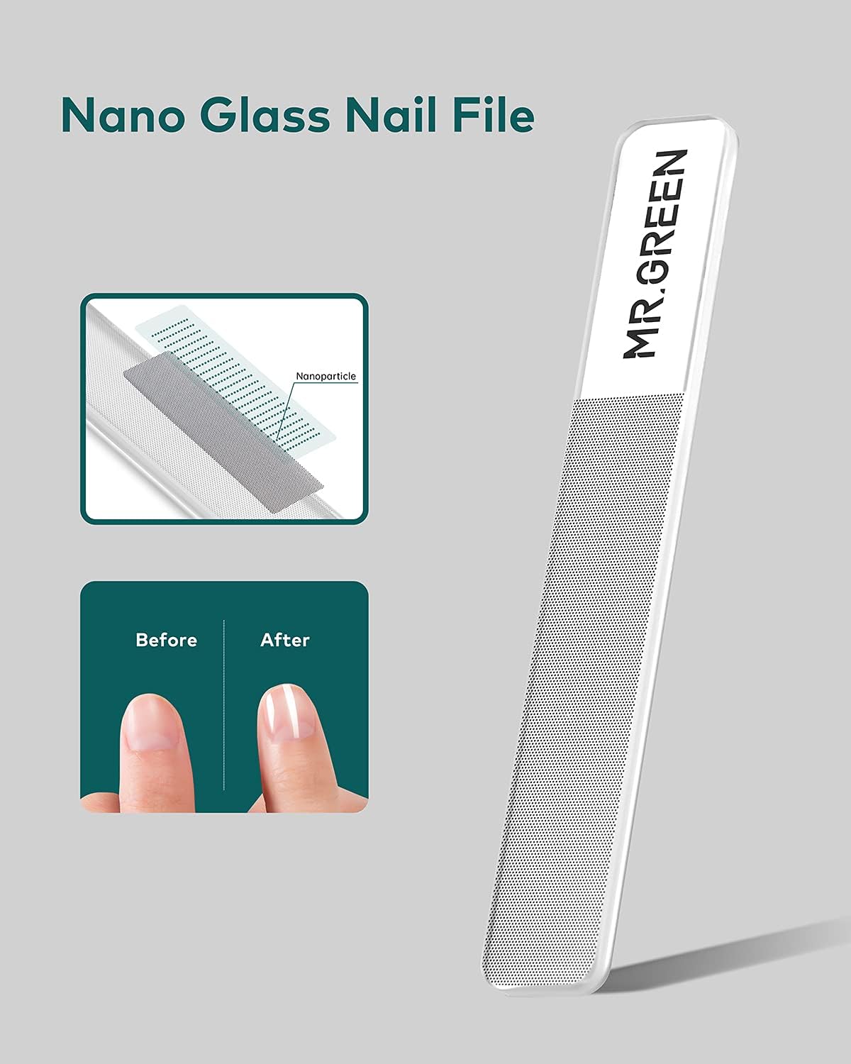 MR.GREEN Glass Nail Shiner ，Upgrade Nano Glass Nail Files &Nail Buffers Polisher Professional Crystal Manicure Tools Kit for Natural Nail
