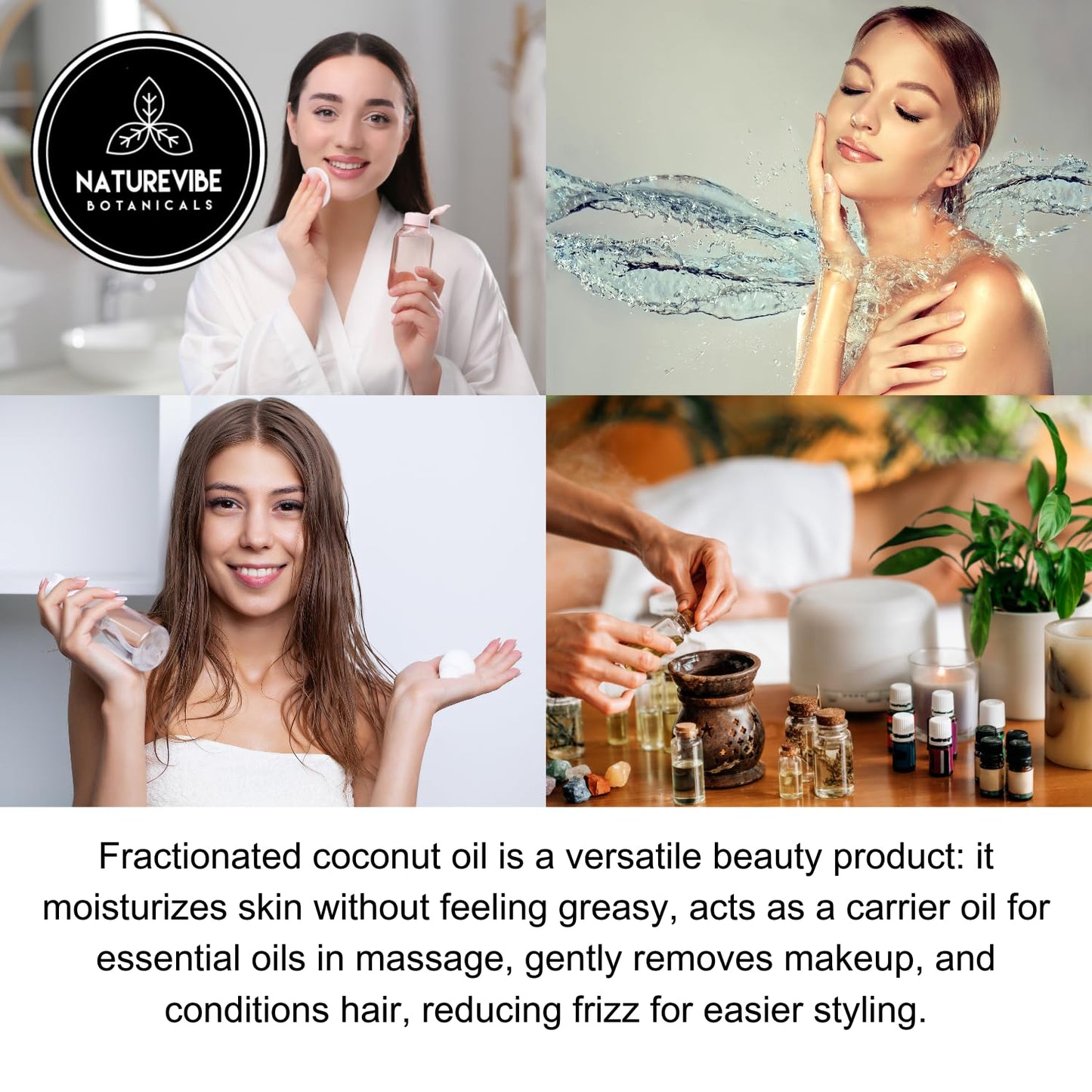 Naturevibe Botanicals Fractionated Coconut Oil 32oz and Apricot Oil 32oz | Oil Combo