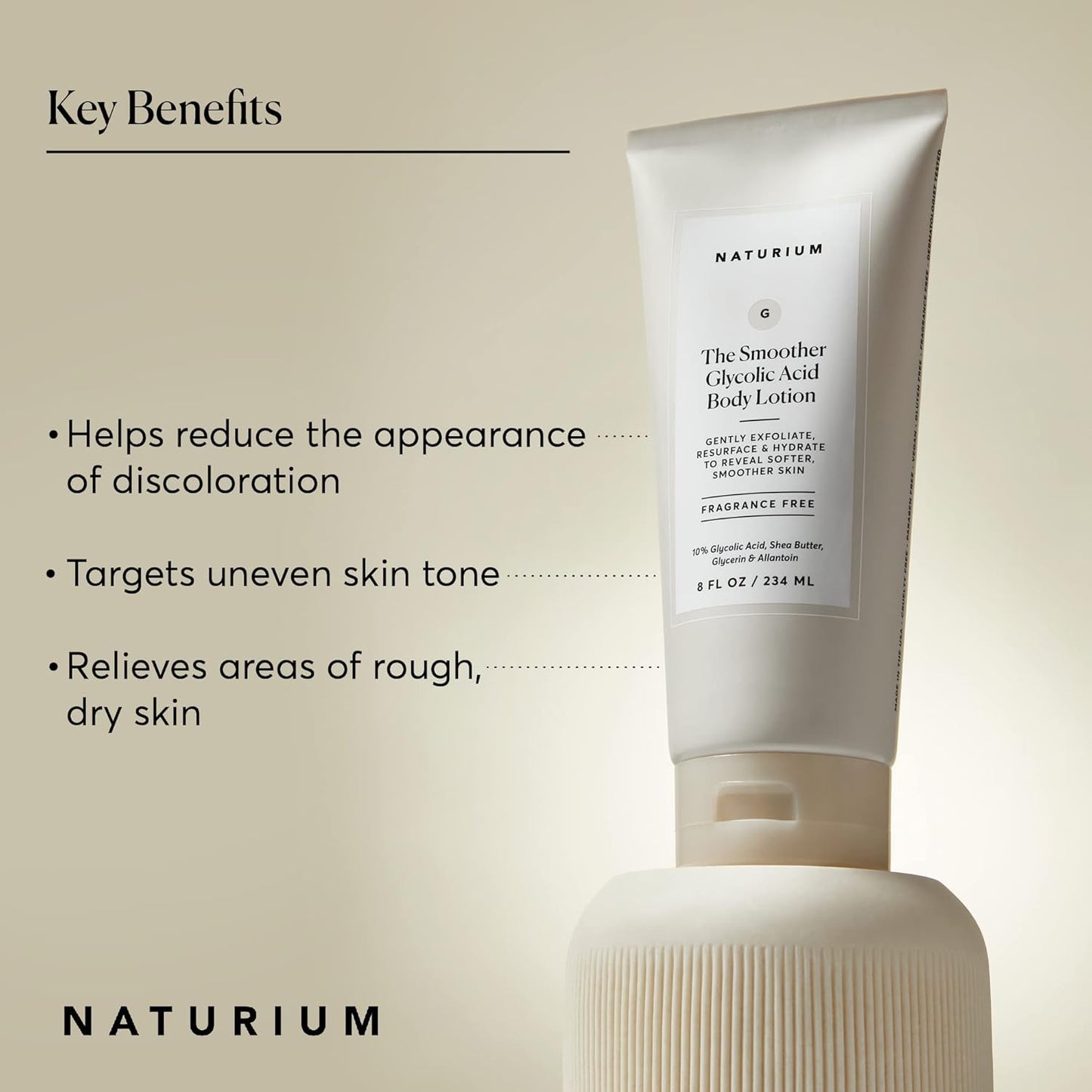 Naturium The Smoother Glycolic Acid Body Lotion, Resurfacing & Exfoliating Treatment, with 10% Glycolic Acid, 8 oz